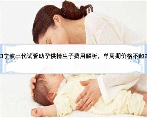 2023宁波三代试管助孕供精生子费用解析，单周期价格不超20万